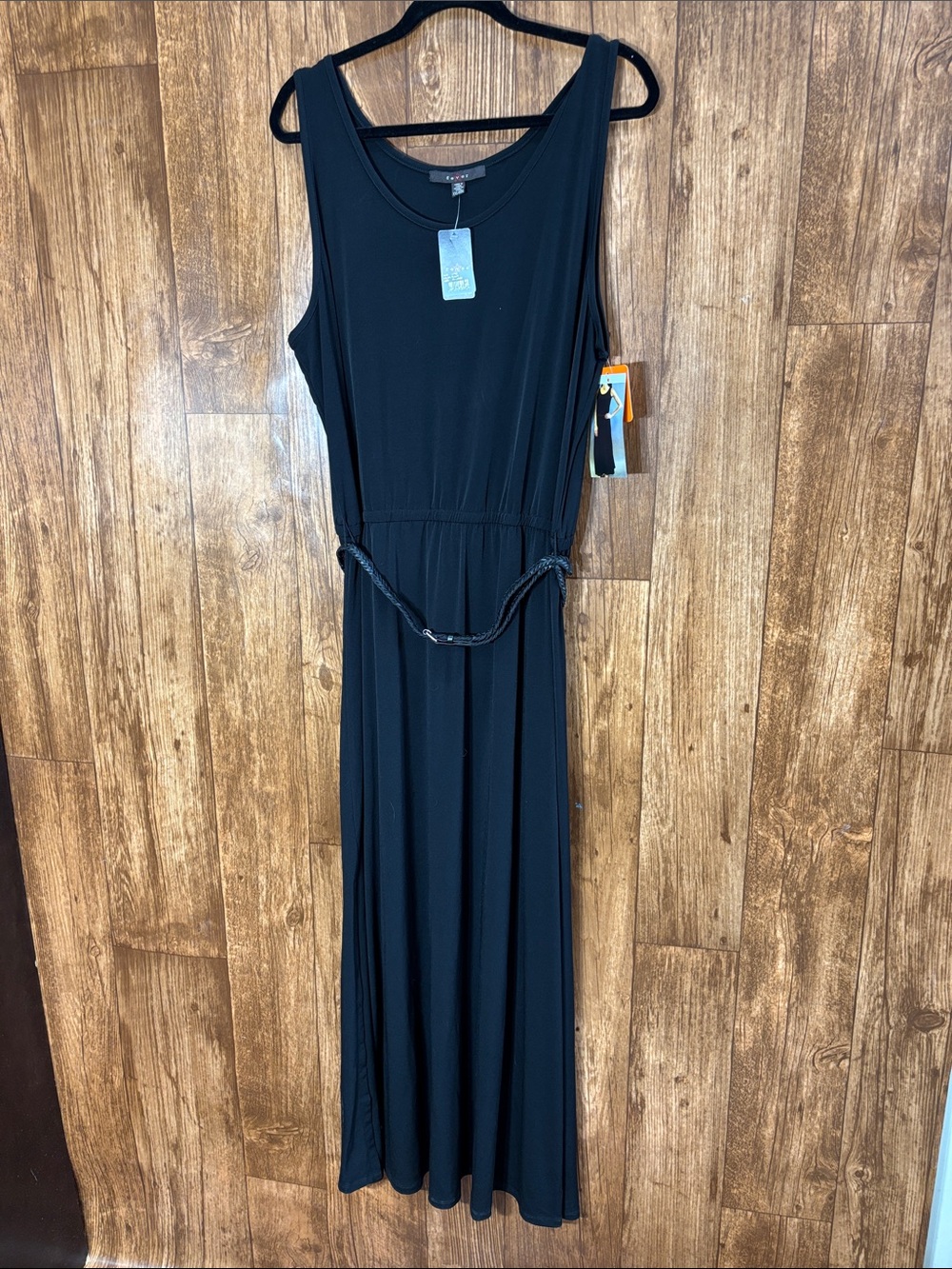 Fever Black Sleeveless Maxi Dress with Belt
